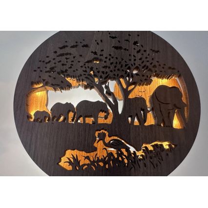 Li-Go 23610/DUB2 - LED-dimmbare Tischdekoration LED/12W/230V 20x22 cm Eiche/Elefanten