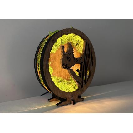 Li-Go 23625/DUB2 - Dimmbare LED-Tischdekoration LED/12W/230V 20x22 cm Eiche/Moos-Eichhörnchen