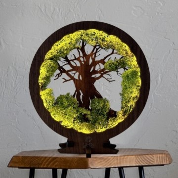 Li-Go 23631/DUB2 - dimmbare LED-Tischdekoration LED/12W/230V 30x31 cm Eiche/Moos und Baum