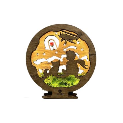 Li-Go 23634/DUB2 - Dimmbares LED-Tischlicht LED/12W/230V 20x22 cm Eiche/Der kleine Prinz mit der Rose