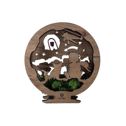 Li-Go 23634/DUB2 - Dimmbares LED-Tischlicht LED/12W/230V 20x22 cm Eiche/Der kleine Prinz mit der Rose