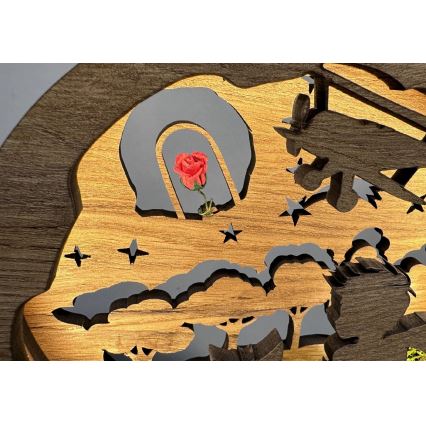 Li-Go 23634/DUB2 - Dimmbares LED-Tischlicht LED/12W/230V 20x22 cm Eiche/Der kleine Prinz mit der Rose