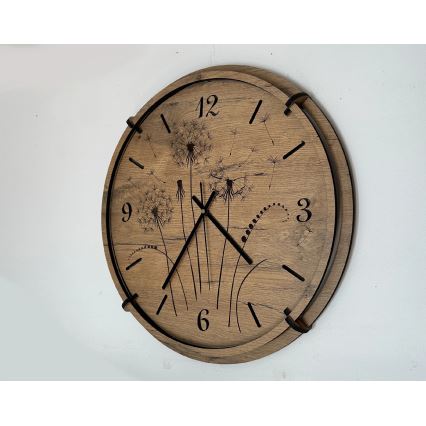 Li-Go 23682/DUB5 - Holz-Wanduhr 1xAA Ø 32 cm Eiche/Löwenzahn