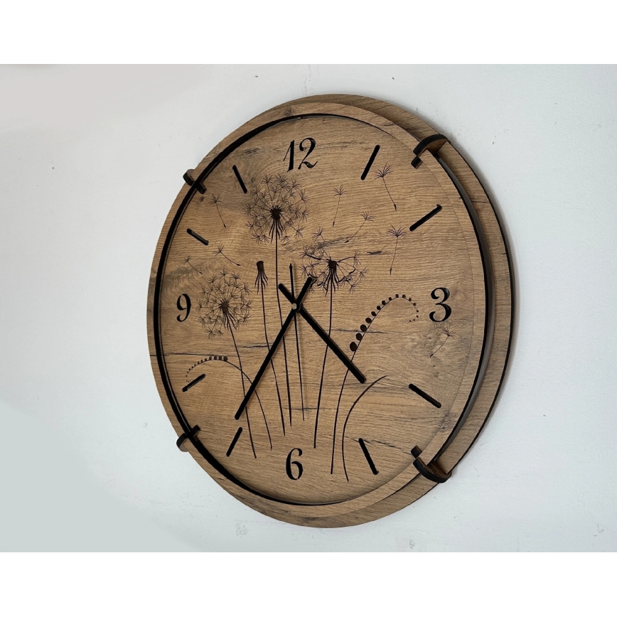 Li-Go 23682/DUB5 - Holz-Wanduhr 1xAA Ø 32 cm Eiche/Löwenzahn
