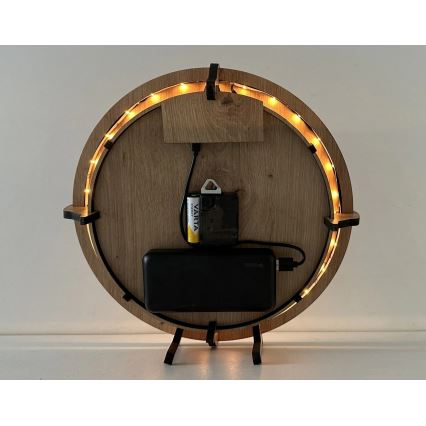 Li-Go 23688/DUB2 - dimmbare LED-Uhr mit Bewegungssensor LED/5V 20000 mAh + 1xAA Ø 32 cm Eiche/Löwenzahn