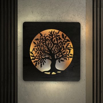 Li-Go 5275/DUB2 - Dimmbare LED-Uhr LED/10W/5V 20000 mAh 42x42 cm Eiche / Eiche im Kreis + Fernbedienung