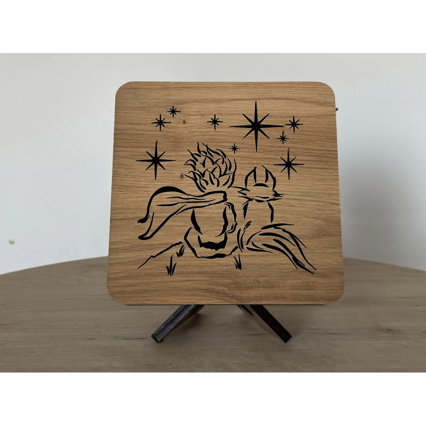 Li-Go 5788/DUB2 - LED-Tischdekoration LED/12W/230V 19x19 cm Eiche/Der kleine Prinz