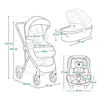 Lionelo - 3-in-1 Kombikinderwagen AMBER Grey Graphite