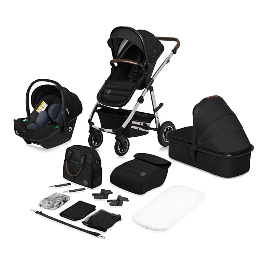 Lionelo - 3-in-1 Kombikinderwagen AMBER Schwarz/Silber