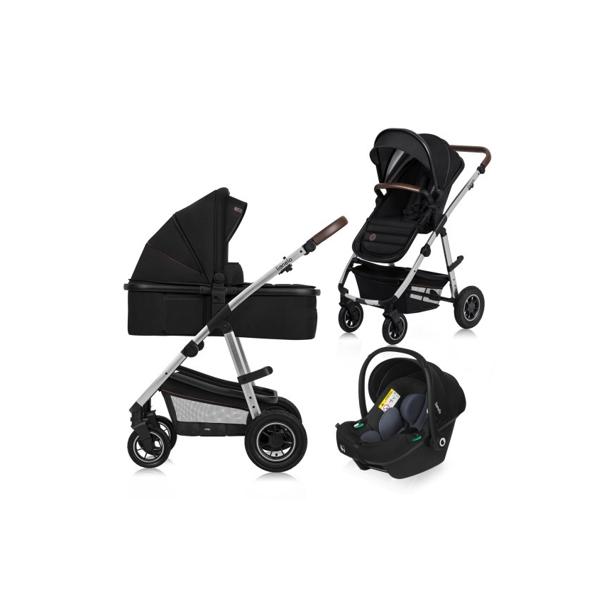 Lionelo - 3-in-1 Kombikinderwagen AMBER Schwarz/Silber