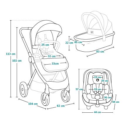Lionelo - 3-in-1 Kombikinderwagen AMBER Schwarz/Silber