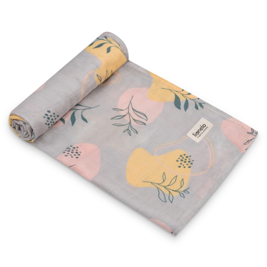 Lionelo - 3er-Set Bambus-Mulltücher 70x70 cm, Motiv Leaf