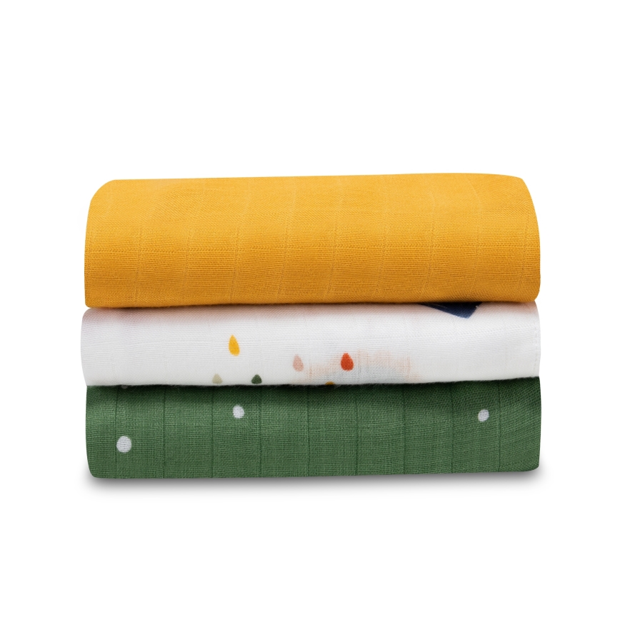Lionelo - 3er-Set Bambus-Mullwindeln BAMBOO SET 70x70 cm Dino