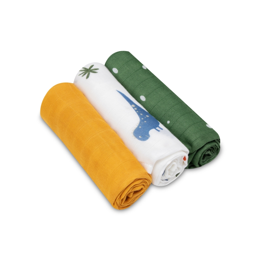 Lionelo - 3er-Set Bambus-Mullwindeln BAMBOO SET 70x70 cm Dino