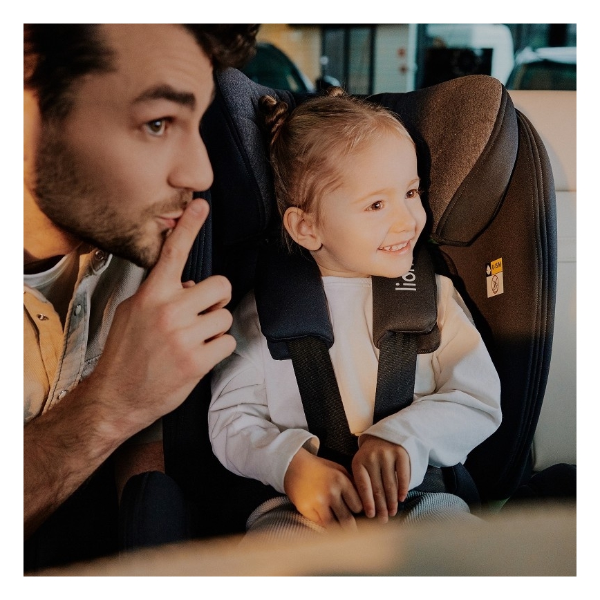 Lionelo - Autokindersitz HARPER i-Size mit drehbarer Basis 76-150 cm Black Carbon