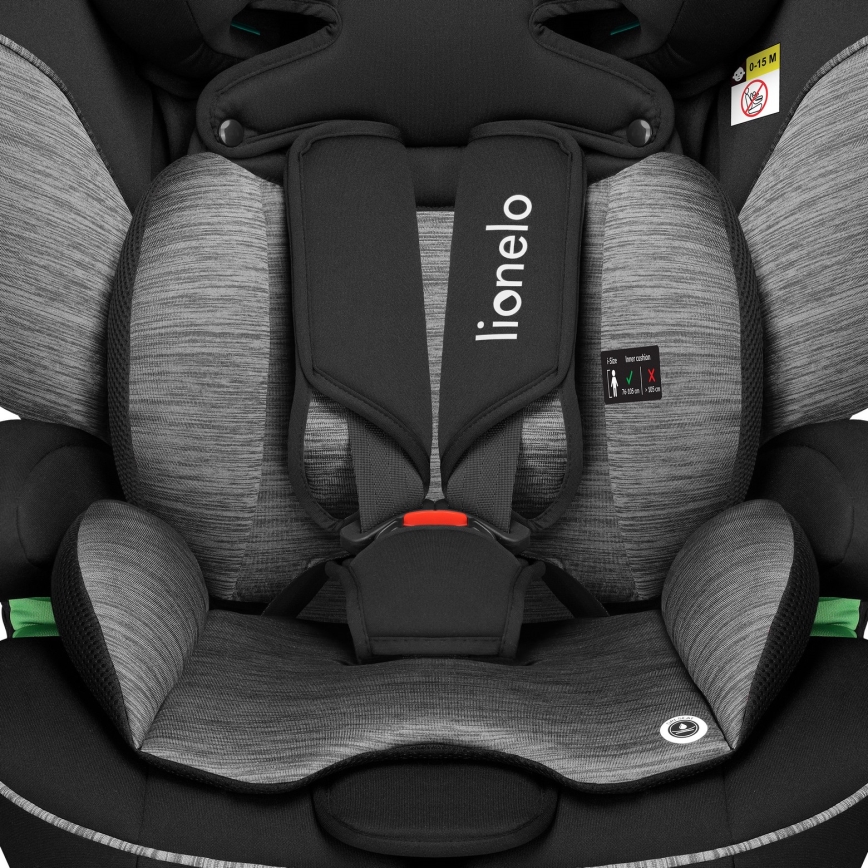 Lionelo - Autokindersitz LEVI i-Size 76-150 cm Schwarz/Grau