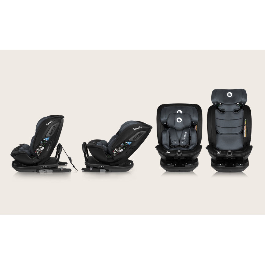 Lionelo - Autokindersitz mit drehbarer Basis BASTIAAN i-Size 40-150 cm Grey Stone