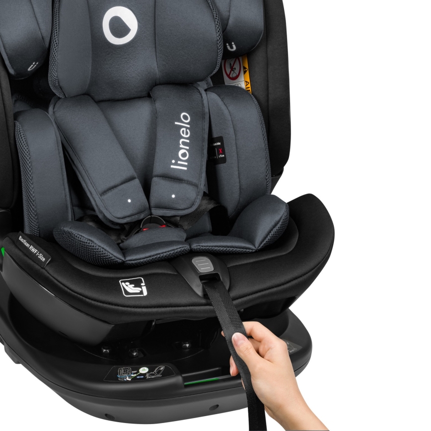 Lionelo - Autokindersitz mit drehbarer Basis BASTIAAN i-Size 40-150 cm Grey Stone