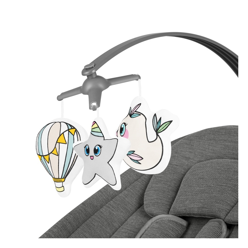 Lionelo - Babyschaukel mit Melodie BLOSSOM Grey Concrete + Fernbedienung