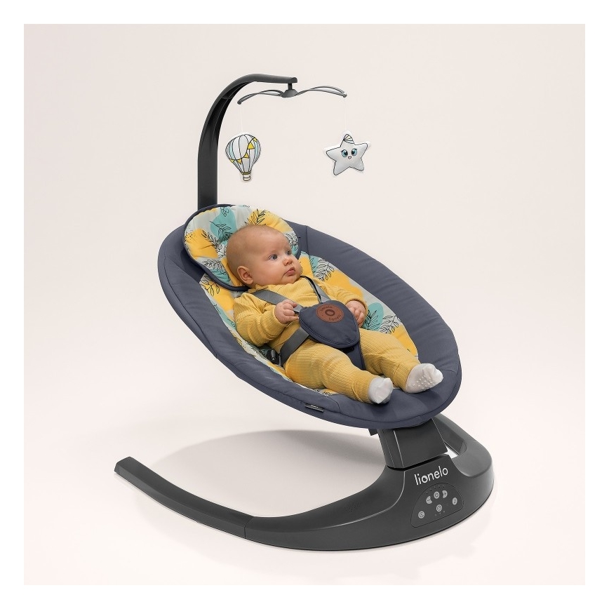 Lionelo - Babyschaukel RALF mit Melodie 4xAA Grau-Graphit + Fernbedienung