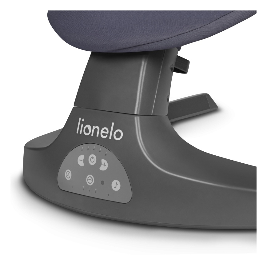 Lionelo - Babywippe mit Melodie RALF 4xAA Grau/Weiß + Fernbedienung