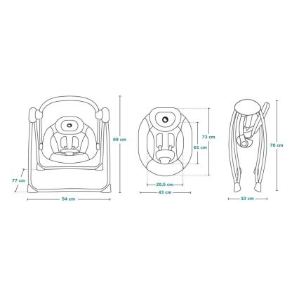 Lionelo - Babywippe OTTO 4xLR14 Cozy Grey