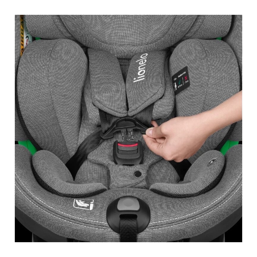Lionelo - Kindersitz mit Basis, drehbar HARMONY i-Size 40-150 cm schwarz/grau