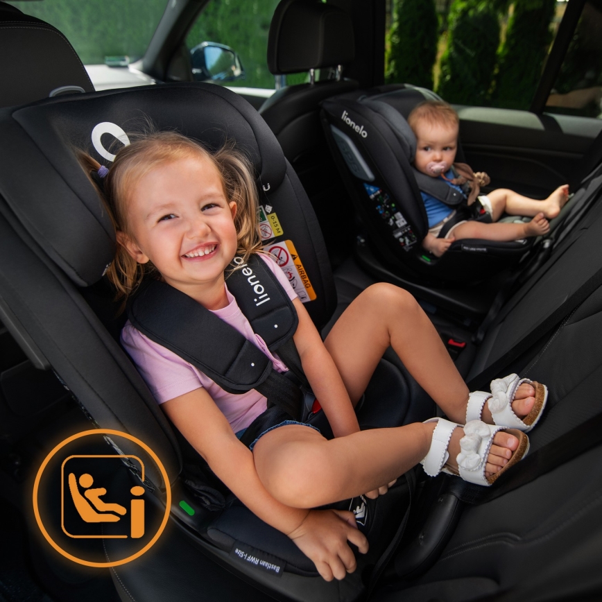 Lionelo - Drehbarer Kindersitz mit Basis BASTIAAN i-Size 40-150 cm Carbon-Schwarz