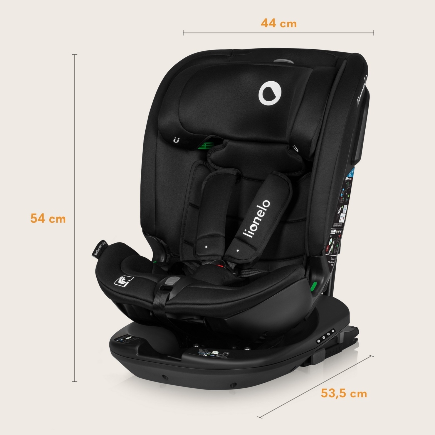 Lionelo - Drehbarer Kindersitz mit Basis BASTIAAN i-Size 40-150 cm Carbon-Schwarz