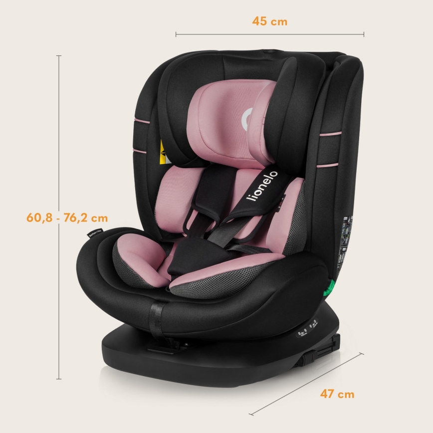 Lionelo - Drehbarer Kindersitz mit Basis BASTIAAN i-Size 40-150 cm Rosenrosa