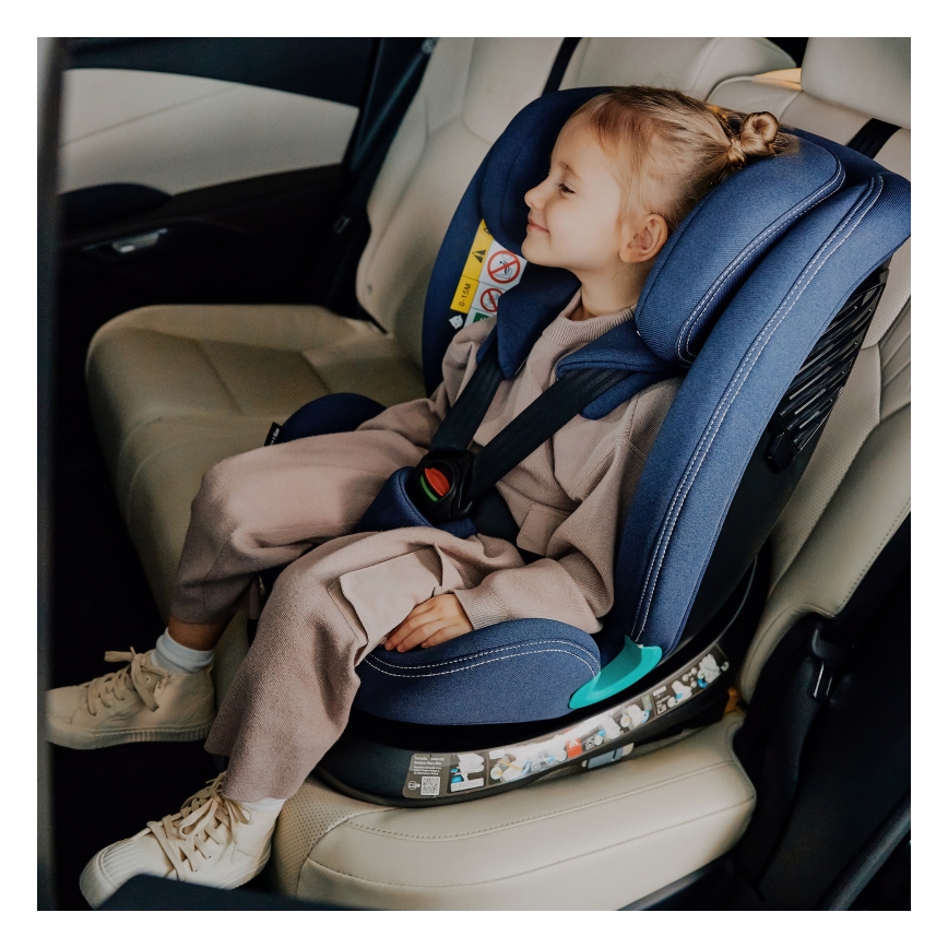 Lionelo - Drehbarer Kindersitz mit Basis BASTIAAN ONE i-Size 40-150 cm Navyblau