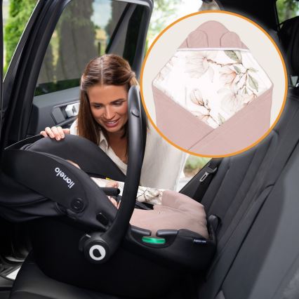 Lionelo - Einschlagdecke für Autokindersitz TRAVEL SWADDLE 90x90 cm Beige Magnolia
