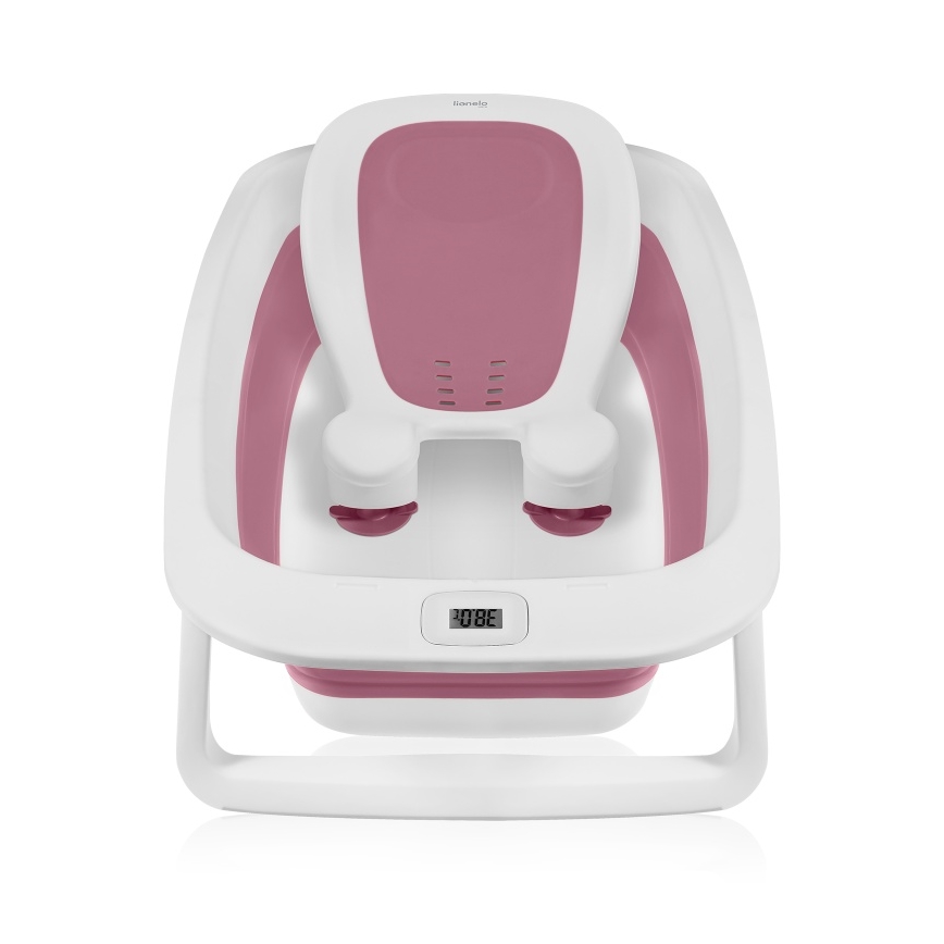 Lionelo - Faltbare Baby-Badewanne mit Thermometer BABY BUBBLE 2x LR44 Magnolienrosa