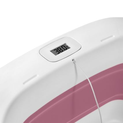 Lionelo - Faltbare Baby-Badewanne mit Thermometer BABY BUBBLE 2x LR44 Magnolienrosa