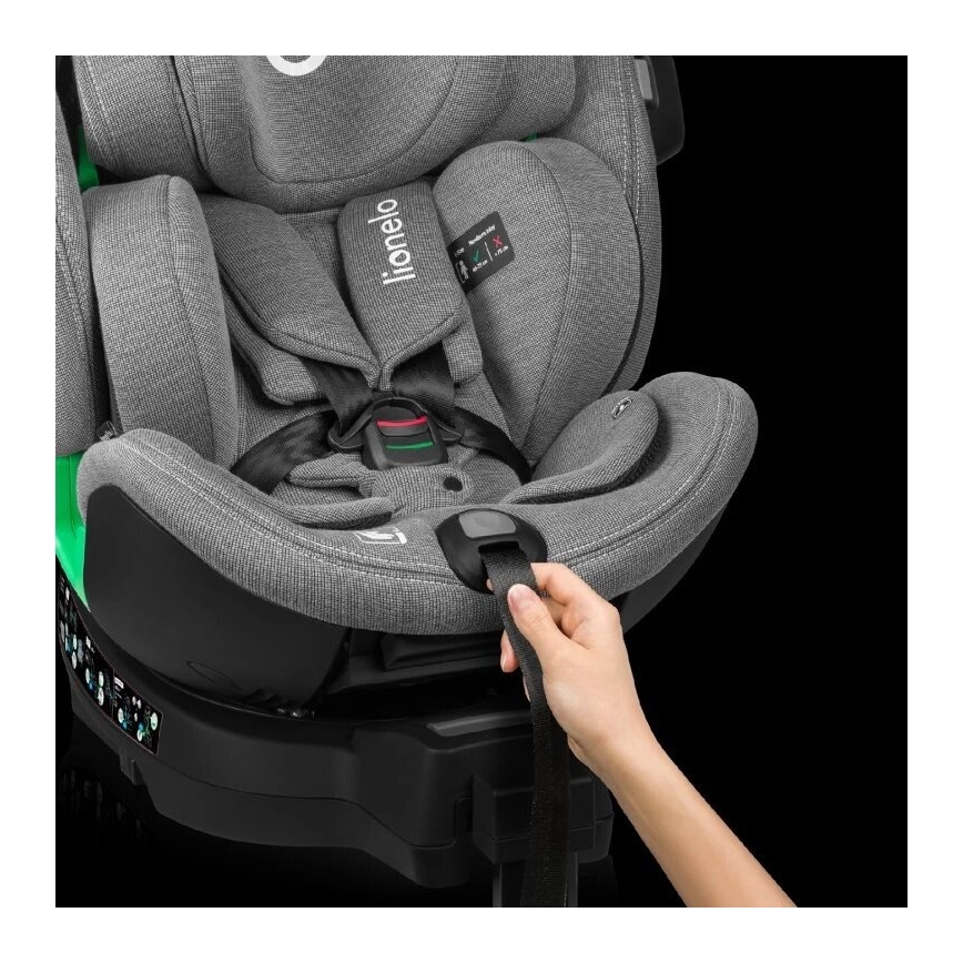 Lionelo - Kindersitz mit Basis, drehbar HARMONY i-Size 40-150 cm grau