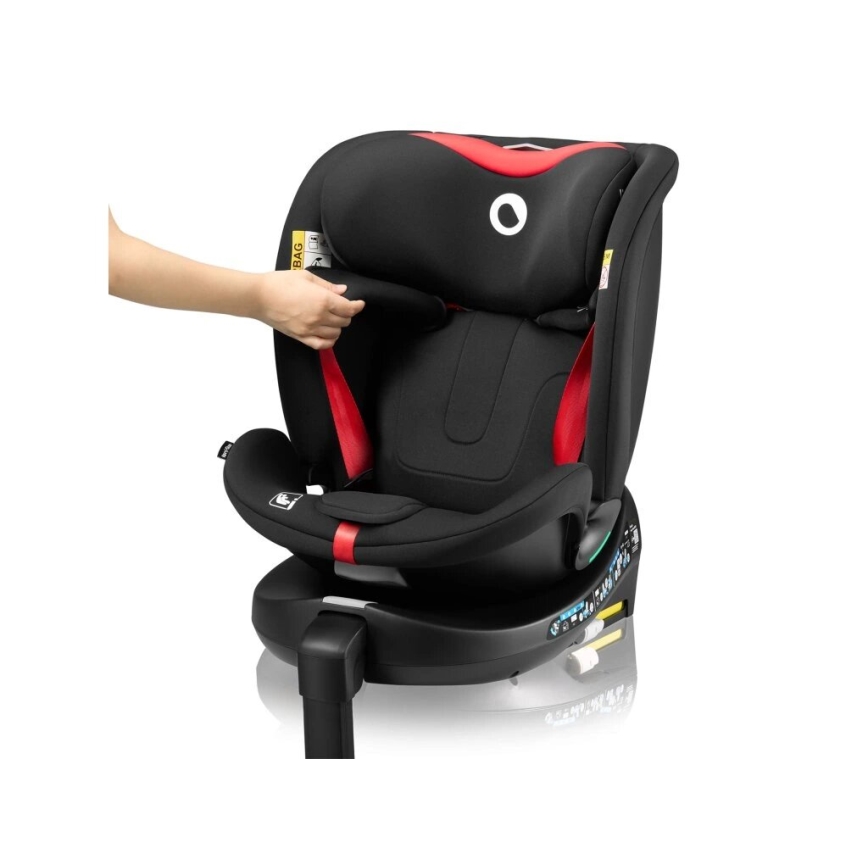 Lionelo - Kindersitz mit Basis, drehbar NAVY i-Size 40-150 cm schwarz/rot