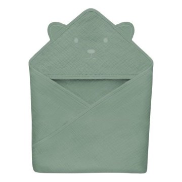Lionelo - Kinder-Kapuzenhandtuch aus Musselin Green Forest