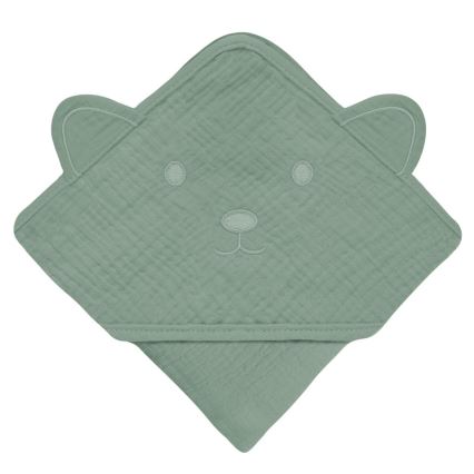 Lionelo - Kinder-Kapuzenhandtuch aus Musselin Green Forest
