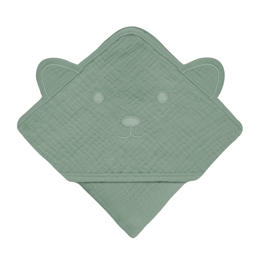 Lionelo - Kinder-Kapuzenhandtuch aus Musselin Green Forest