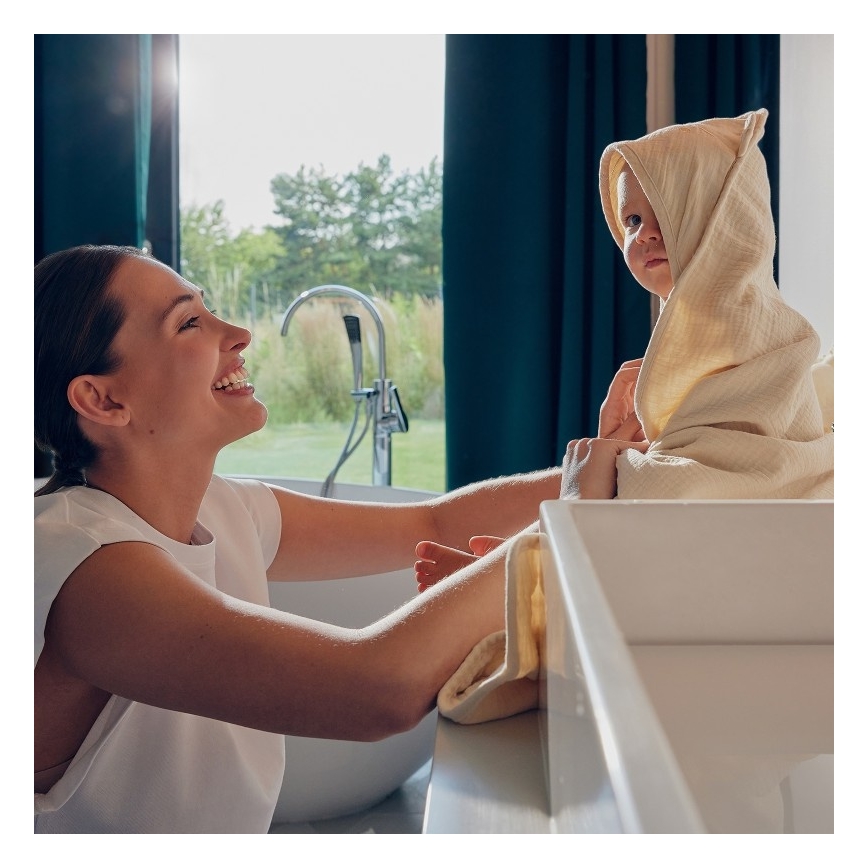 Lionelo - Kinder-Musselin-Kapuzenbadetuch Beige Cappuccino