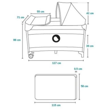 Lionelo - Kinder-Reisebett SVEN PLUS grau/türkisfarben