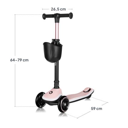 Lionelo - Kinder-Tretroller MEY 3xAAA Pink Rose