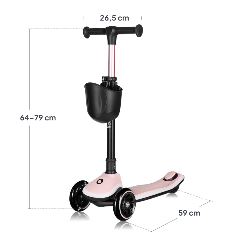 Lionelo - Kinder-Tretroller MEY 3xAAA Pink Rose