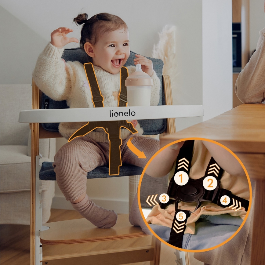 Lionelo - Kinderhochstuhl 3-in-1 FLORIS Weiß/Natur