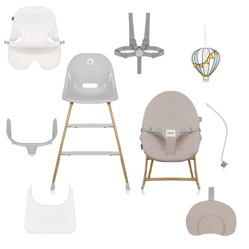Lionelo - Kinderhochstuhl 4-in-1 DALIA SET Grey Stone Natural