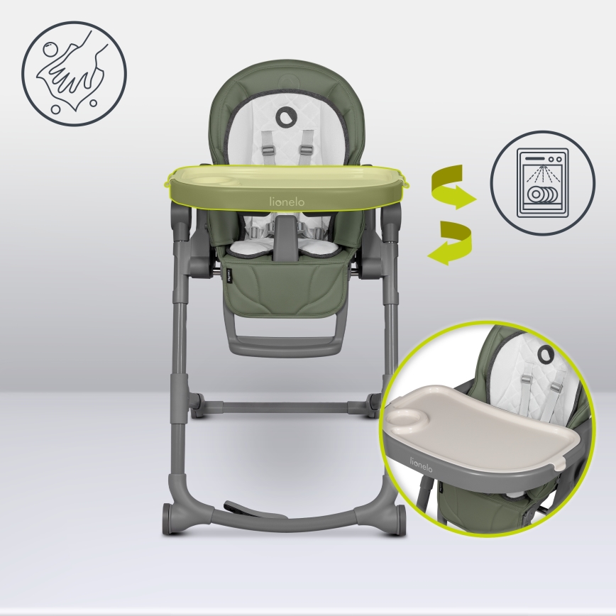 Lionelo - Kinderhochstuhl CORA PLUS Olivegrün