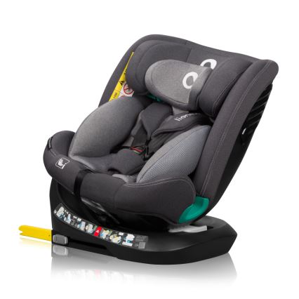 Lionelo - Drehbarer Kindersitz mit Basis BASTIAAN ONE i-Size 40-150 cm Steingrau