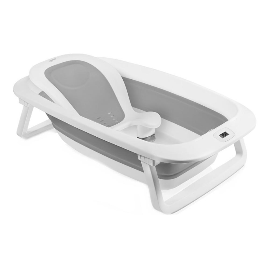 Lionelo - Klappbare Baby-Badewanne mit Thermometer BABY BUBBLE 2x LR44 Taubengrau