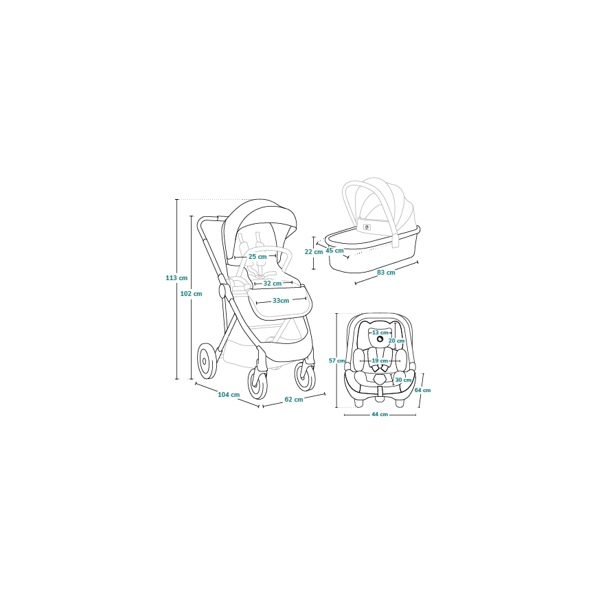Lionelo - Kombi-Kinderwagen 3-in-1 AMBER Black Onyx