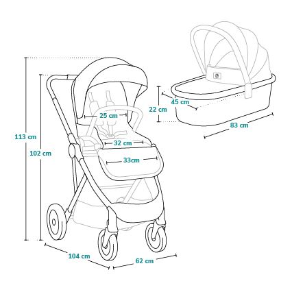 Lionelo - Kombikinderwagen 2-in-1 AMBER Grey Stone